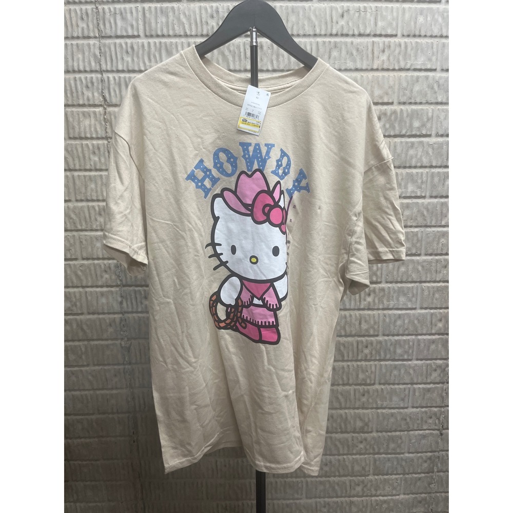 Hello Kitty Sanrio Howdy Cowgirl Graphic T-Shirt Cream XL New